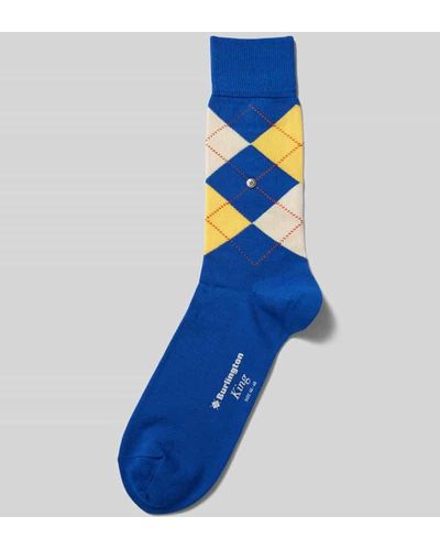 Burlington Socken mit grafischem Muster Modell 'KING' - Blau