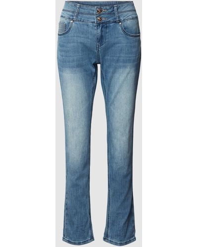 Blue Monkey Slim Fit Jeans im 5-Pocket-Design Modell 'TAMARA' - Blau