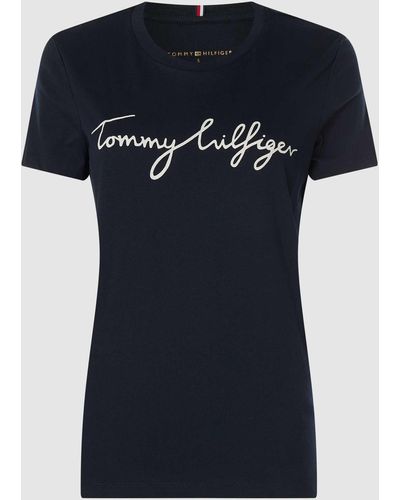 Tommy Hilfiger T-Shirt aus Baumwolle mit Logo-Print - Schwarz