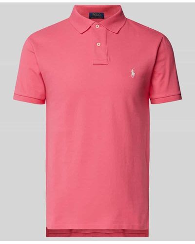 Polo Ralph Lauren Slim Fit Poloshirt mit Label-Stitching - Pink