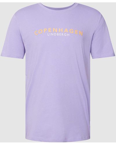 Lindbergh T-shirt Met Labelprint - Paars