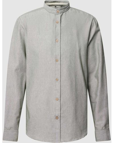 Anerkjendt Regular Fit Freizeithemd mit Stehkragen Modell 'LUKAS' - Grau