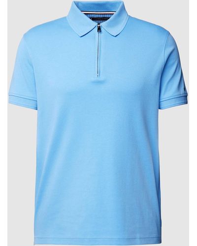 Tommy Hilfiger Slim Fit Poloshirt mit kurzem Reißverschluss - Blau