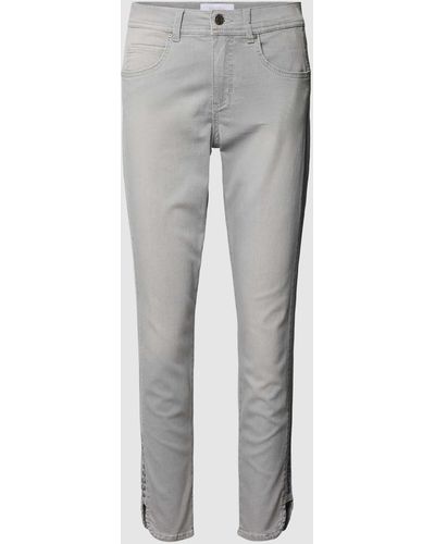 ANGELS Slim Fit Jeans mit Knopfverschluss - Grau