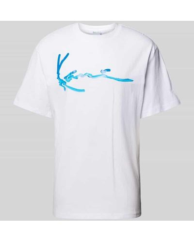Karlkani T-Shirt mit Label-Print Modell 'Water' - Blau