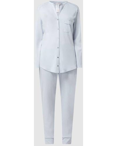 Hanro Pyjama aus merzerisierter Baumwolle Modell 'Pure Essence' - Blau