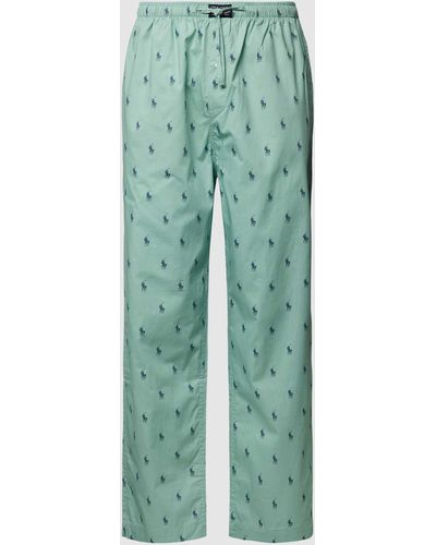 Polo Ralph Lauren Pyjamabroek Met Tunnelkoord En All-over Motiefprint - Groen