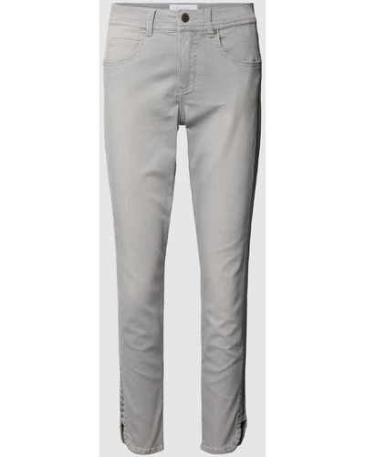 ANGELS Slim Fit Jeans mit Knopfverschluss - Grau