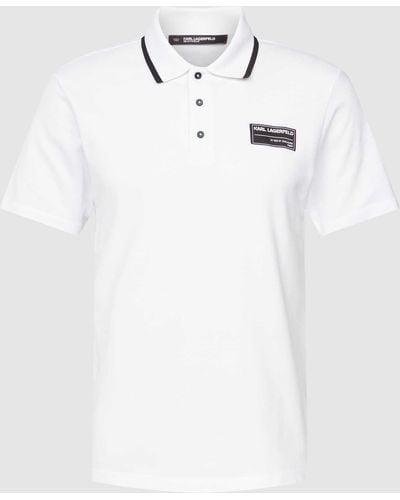Karl Lagerfeld Poloshirt Met Labelpatch - Wit