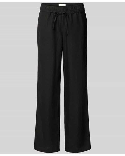 Brax Hose aus Leinen mit elastischem Bund Modell 'FARINA' - Schwarz