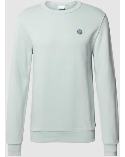 Knowledge Cotton Sweatshirt mit Label-Stitching - Blau