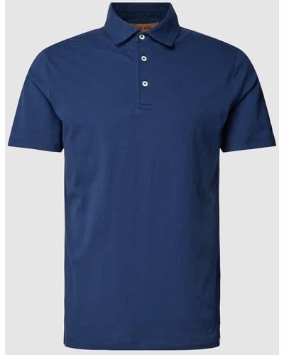 Mos Mosh Poloshirt aus Baumwolle mit Label-Detail Modell 'Forte Peach' - Blau