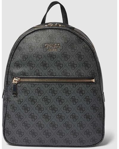 Guess Rucksack mit Allover-Logo-Muster Modell 'VIKKY' in anthrazit - Grau