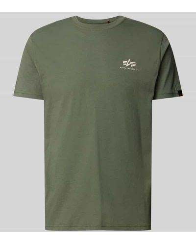 Alpha Industries T-Shirt mit Label-Print Modell 'BASIC' - Grün