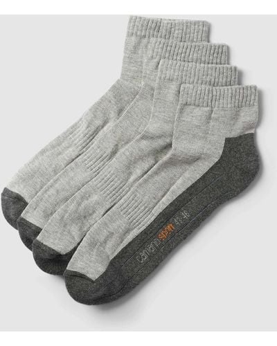 Camano Socken mit Label-Print im 4er-Pack - Grau