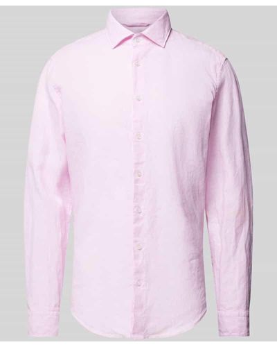 Seidensticker Slim Fit Leinenhemd mit Kentkragen - Pink