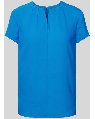 Calvin Klein Blusenshirt mit Schlüsselloch-Ausschnitt - Blau