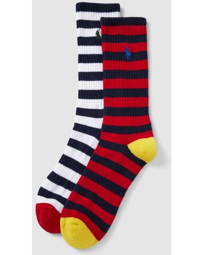 Polo Ralph Lauren Socken mit Streifenmuster im 2er-Pack Modell 'NOVELTY STRIPES' - Rot