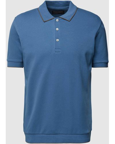 Marc O' Polo Regular Fit Poloshirt Met Contraststrepen - Blauw