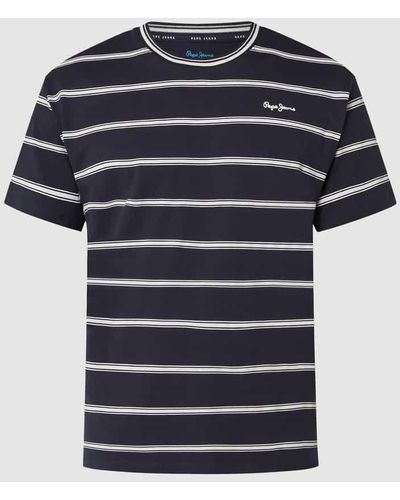 Pepe Jeans T-Shirt mit Streifenmuster Modell 'Troy' - Blau