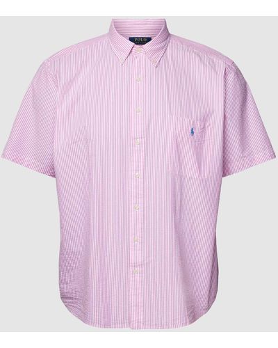 Ralph Lauren Plus Size Vrijetijdsoverhemd Met Borstzak - Roze