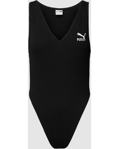 PUMA Body mit Logo-Stitching Modell 'Classics Ribbed Bodysuit' - Schwarz