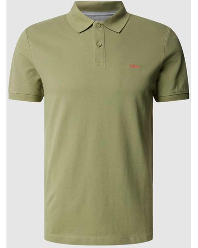 S.oliver Poloshirt mit Label-Stitching - Grün