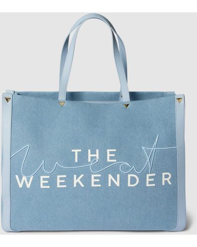 WEAT Weekender mit Label-Stitching Modell 'Weekender Denim' - Blau