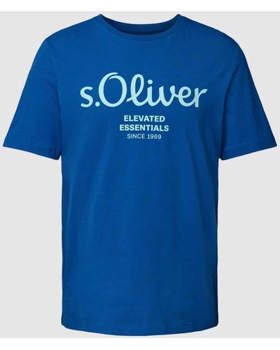 S.oliver T-Shirt mit Label-Print - Blau