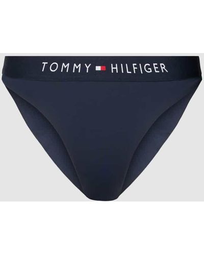 Tommy Hilfiger Bikini-Hose mit elastischem Logo-Bund Modell 'BRAZILIAN' - Blau