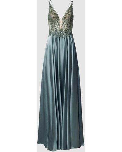 Luxuar Abendkleid mit Paillettenbesatz - Blau