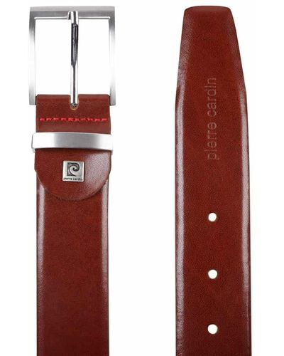 Pierre Cardin Ledergürtel mit Metallschlaufe - Rot