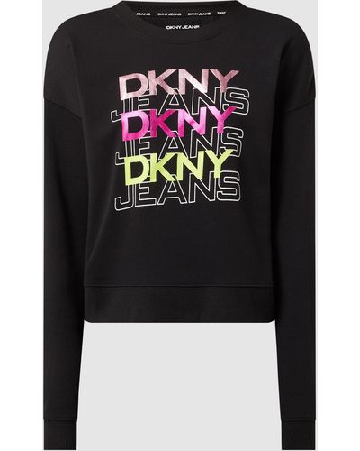 DKNY Sweatshirt Met Logo In Metallic Look - Zwart