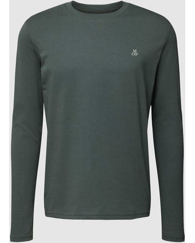 Marc O' Polo Shirt Met Lange Mouwen Van Katoen Met Labelprint - Groen