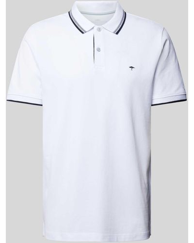 Fynch-Hatton Regular Fit Poloshirt mit Kontraststreifen - Weiß