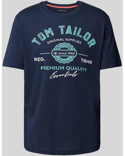 Tom Tailor T-Shirt mit Label-Print - Blau