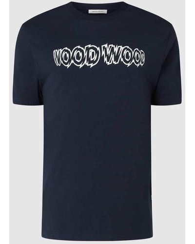 WOOD WOOD T-Shirt mit Logo Modell 'Bobby' - Blau