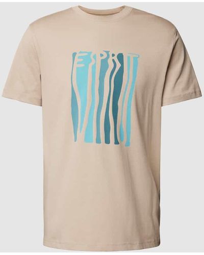 Esprit T-Shirt mit Label-Print - Natur