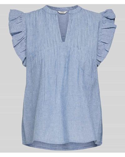 Mbym Bluse mit V-Ausschnitt Modell 'Gemala' - Blau