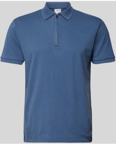 SELECTED Regular Fit Poloshirt Met Ritssluiting - Blauw