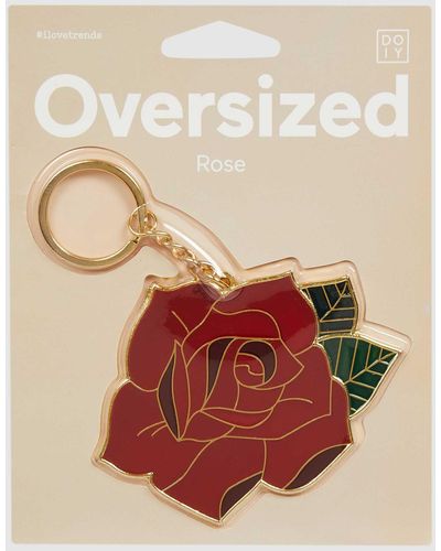 Doiy. Sleutelhanger Van Metaal, Model 'oversized Rose' - Rood