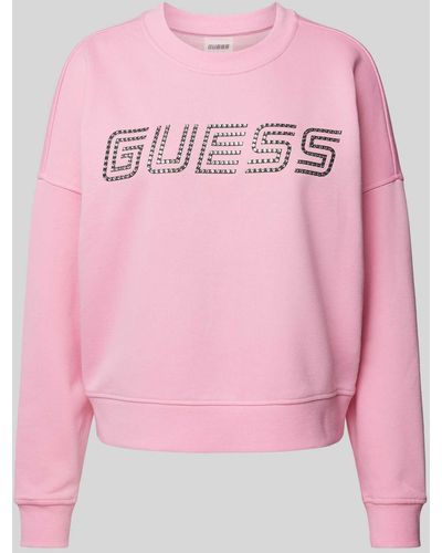 Guess Sweatshirt Met Extra Brede Schouders En Labelprint - Roze