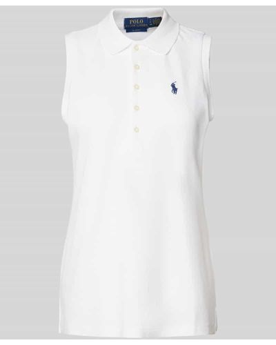 Polo Ralph Lauren Slim Fit Poloshirt im ärmellosen Design Modell 'JULIE' - Weiß
