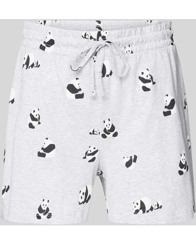 Jake*s Pyjama-Shorts mit Allover-Motiv-Print - Grau