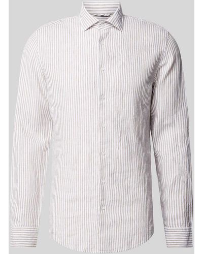 Seidensticker Slim Fit Leinenhemd mit Kentkragen - Weiß