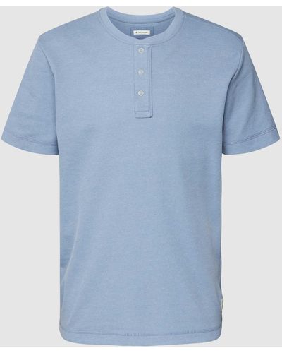 Tom Tailor T-shirt Met Korte Knoopsluiting - Blauw