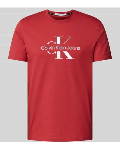Calvin Klein T-Shirt mit Logo-Print - Rot