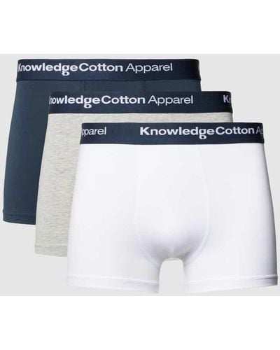 Knowledge Cotton Trunks mit elastischem Label-Bund im 3er-Pack - Blau