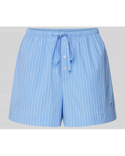 Marc O' Polo Flared Pyjama-Shorts mit Streifenmuster Modell 'MIX N MATCH' - Blau