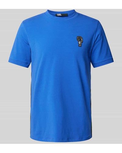Karl Lagerfeld T-Shirt mit Label-Badge - Blau